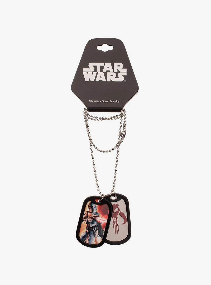 Star Wars Boba Fett Rubber Silencer Double Dog Tag Pendant Necklace
