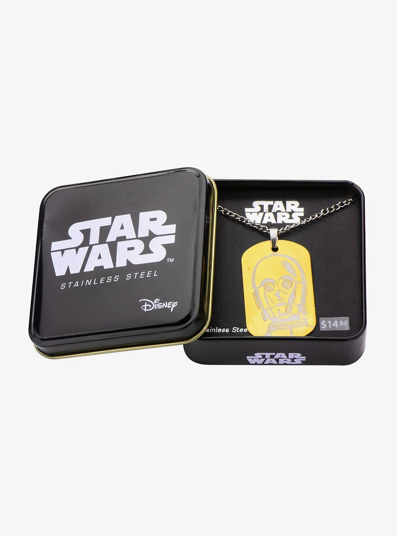 Star Wars C-3PO Dog Tag Pendant Necklace