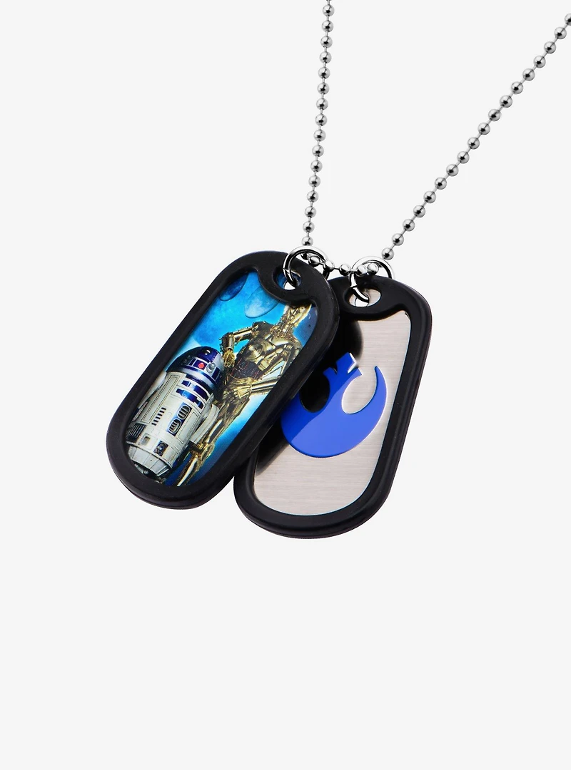 Star Wars R2-D2 and C-3PO Rubber Silencer Double Dog Tag Pendant Necklace