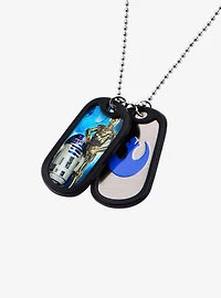 Star Wars R2-D2 and C-3PO Rubber Silencer Double Dog Tag Pendant Necklace