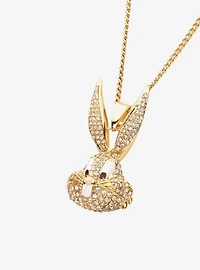 Looney Tunes Bugs Bunny Crystal Gold Plated Bling Pendant Necklace