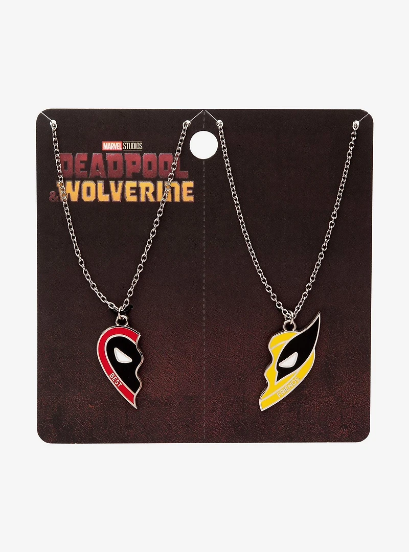 Marvel Deadpool and Wolverine Best Friends Heart Necklace Set