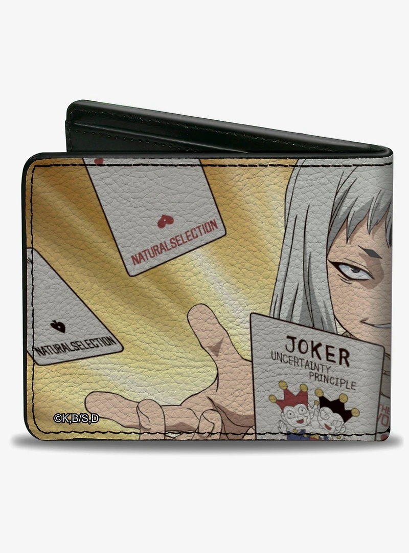 Dr. Stone Gen Asagiri Cards Pose and Title Logo Bifold Wallet