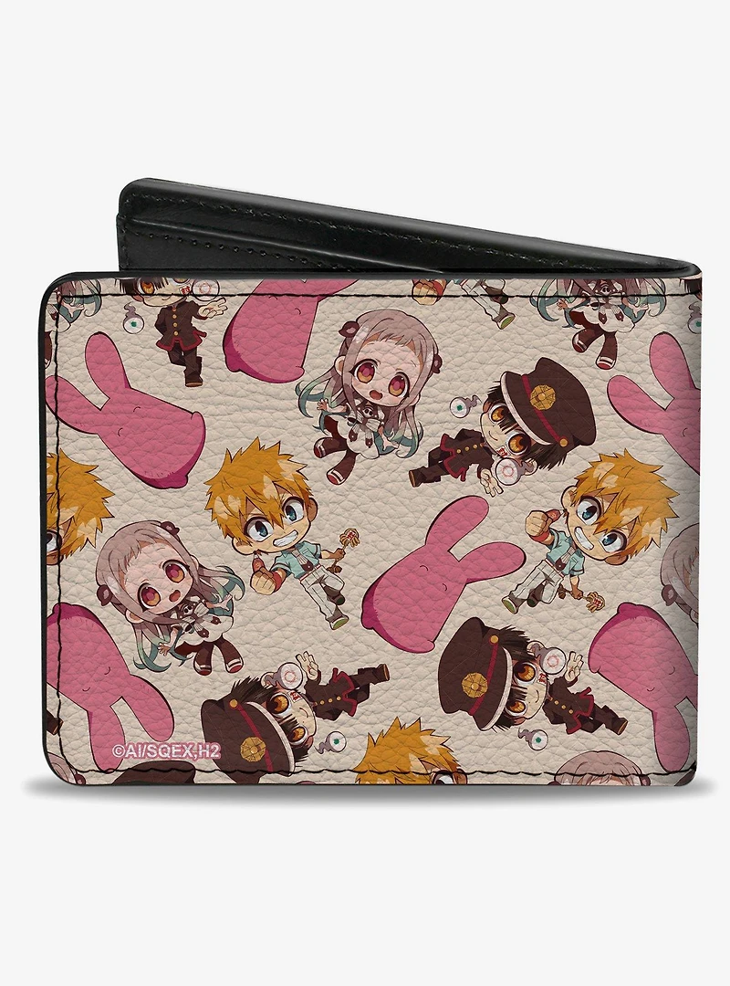 Toilet-Bound Hanako-Kun Toilet Bound Hanako Kun Four Chibi Character Poses Beige Bifold Wallet