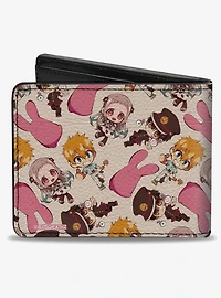 Toilet-Bound Hanako-Kun Toilet Bound Hanako Kun Four Chibi Character Poses Beige Bifold Wallet