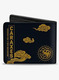 House of the Dragon Caraxes Breathing Fire Pose and Clouds Bifold Wallet