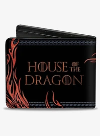 House of the Dragon Dragon Pose with Flames and Logo Bifold Wallet