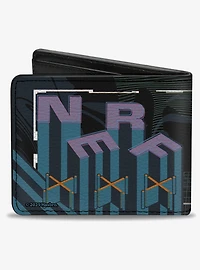 Nerf Logo and Text Collage Purple Bifold Wallet