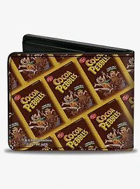 The Flintstones Cocoa Pebbles Fred and Barney Cereal Box Repeat Bifold Wallet