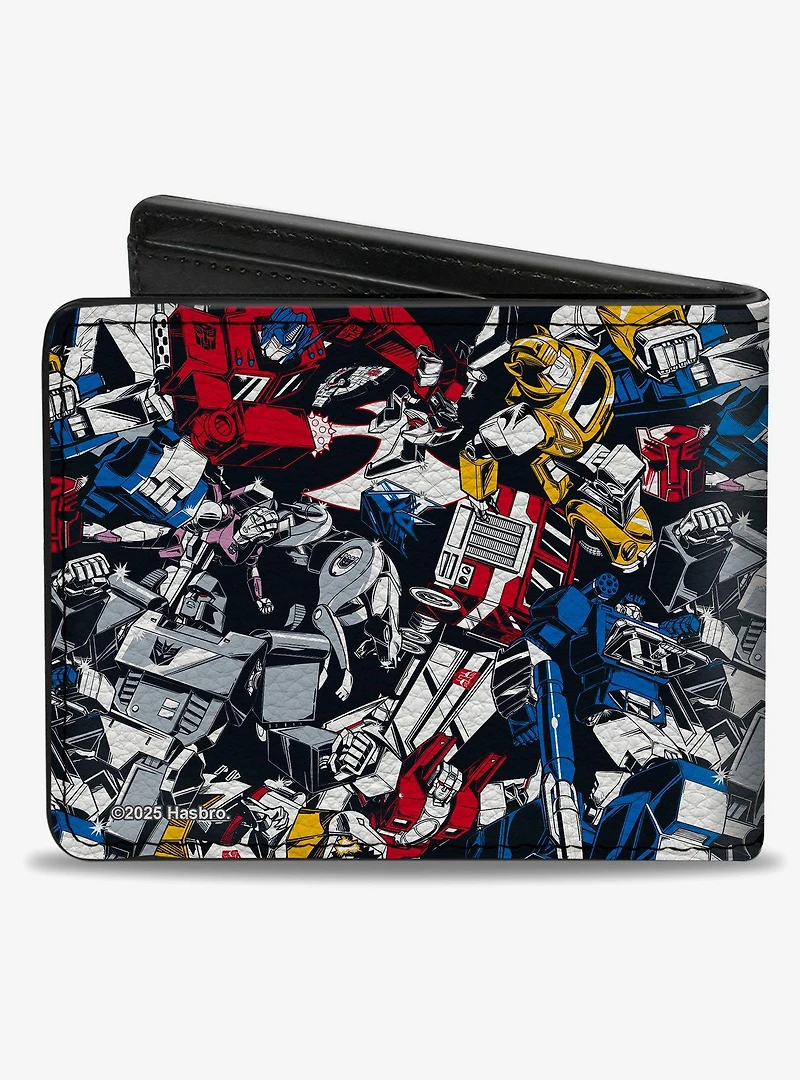 Transformers Autobot and Decepticon Robots Alt Modes Collage Bifold Wallet