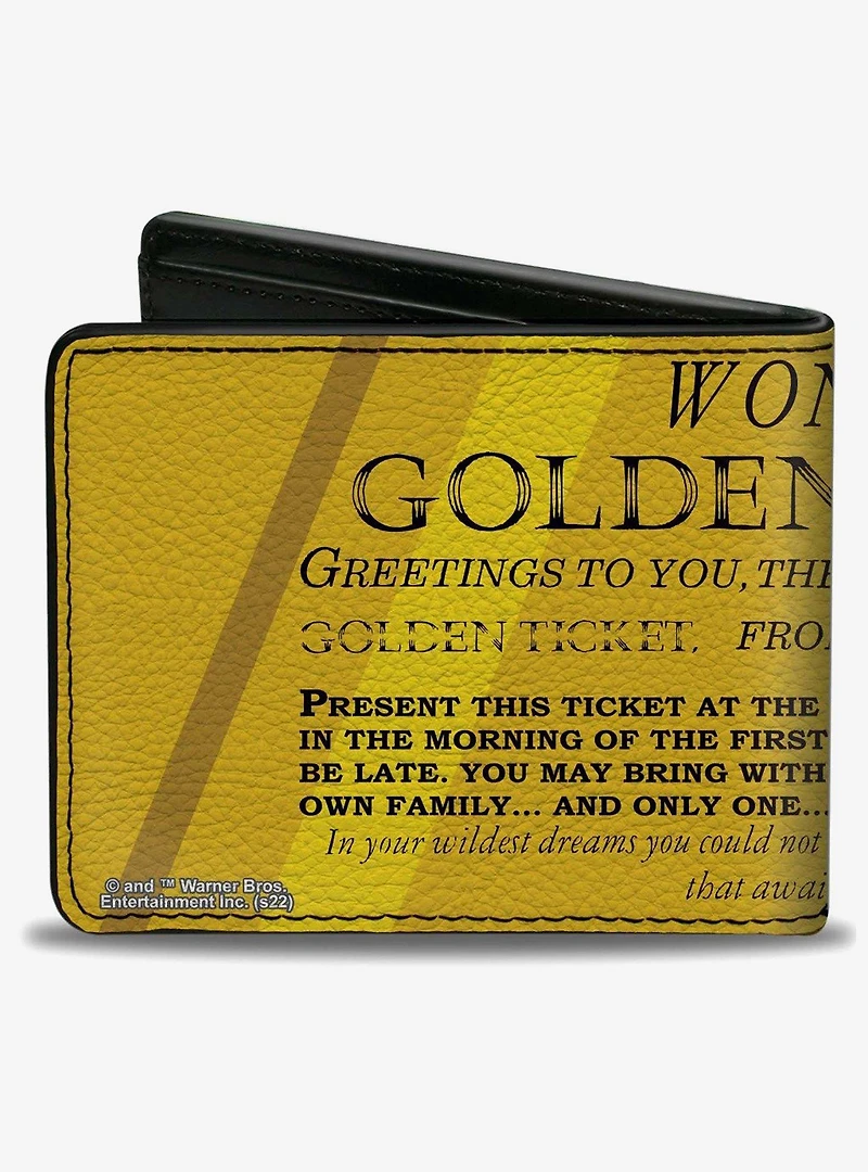 Willy Wonka and the Chocolate Factory Golden Ticket Text Bifold Wallet