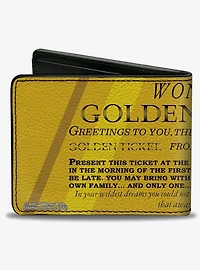 Willy Wonka and the Chocolate Factory Golden Ticket Text Bifold Wallet