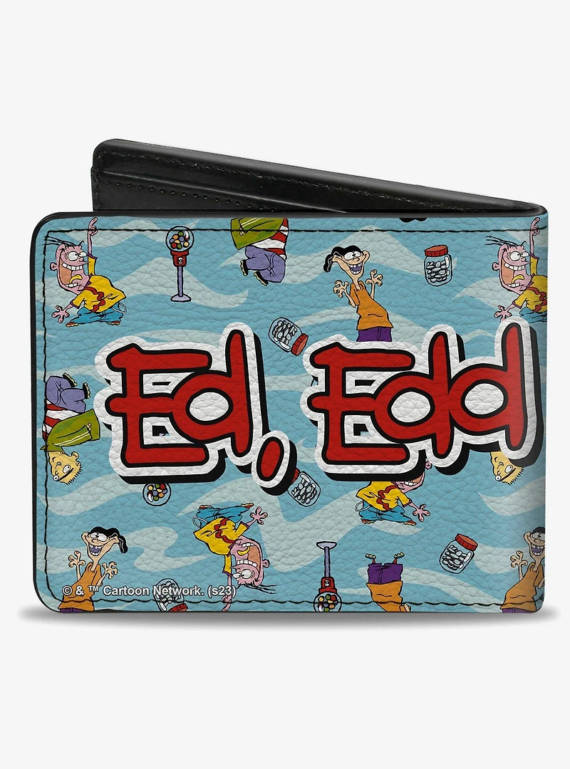 Ed Edd N Eddy Title Logo and Character Poses Scattered Bifold Wallet