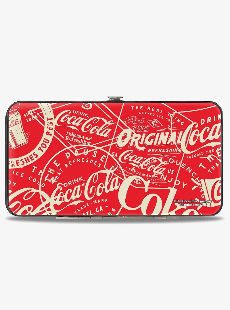 Coca-Cola Vintage Coca Cola Coke Icons and Ad Logos Hinged Wallet