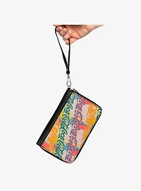 Coca-Cola Script Logo Stacked Pop Art Multi Pastel Zip Around Wallet