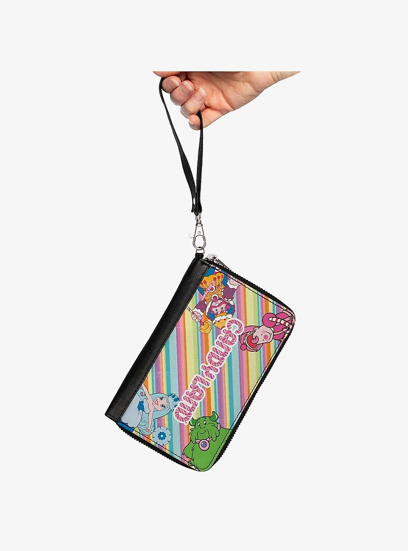 Candy Land Characters and Title Logo Stripe Zip Around Wallet