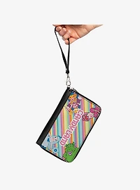 Candy Land Characters and Title Logo Stripe Zip Around Wallet