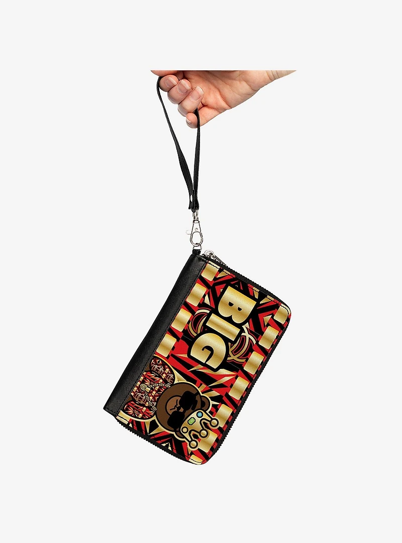 Blinged Out Big Bear Face Close Up Zip Around Wallet