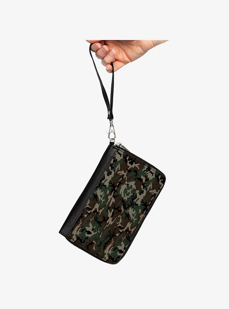 Camo Olive Zip Around Wallet
