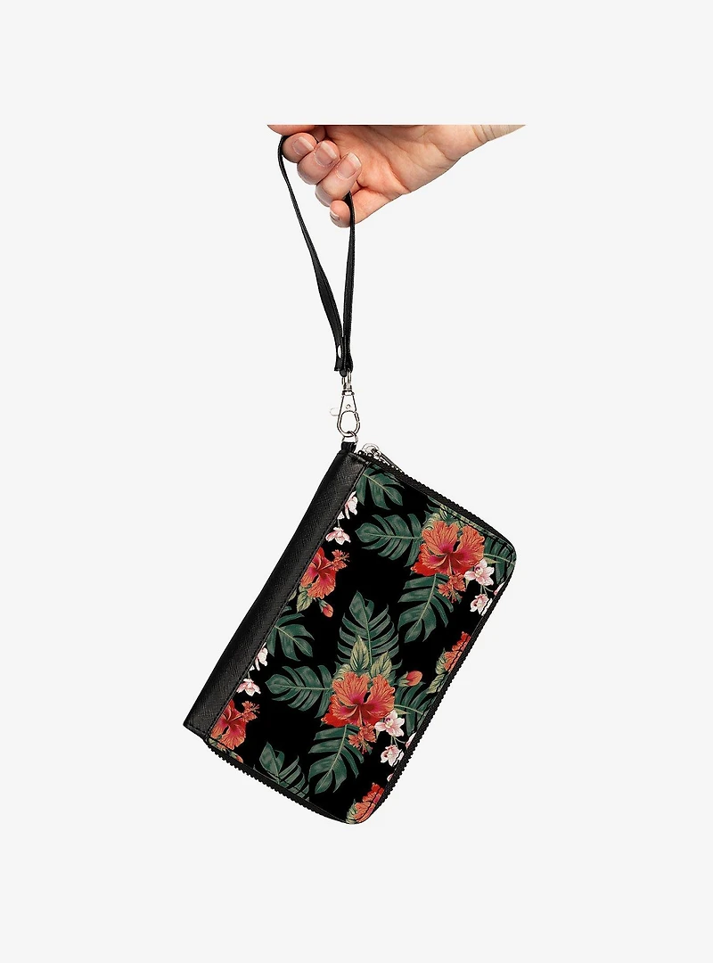Tropical Flora Greens Zip Around Wallet