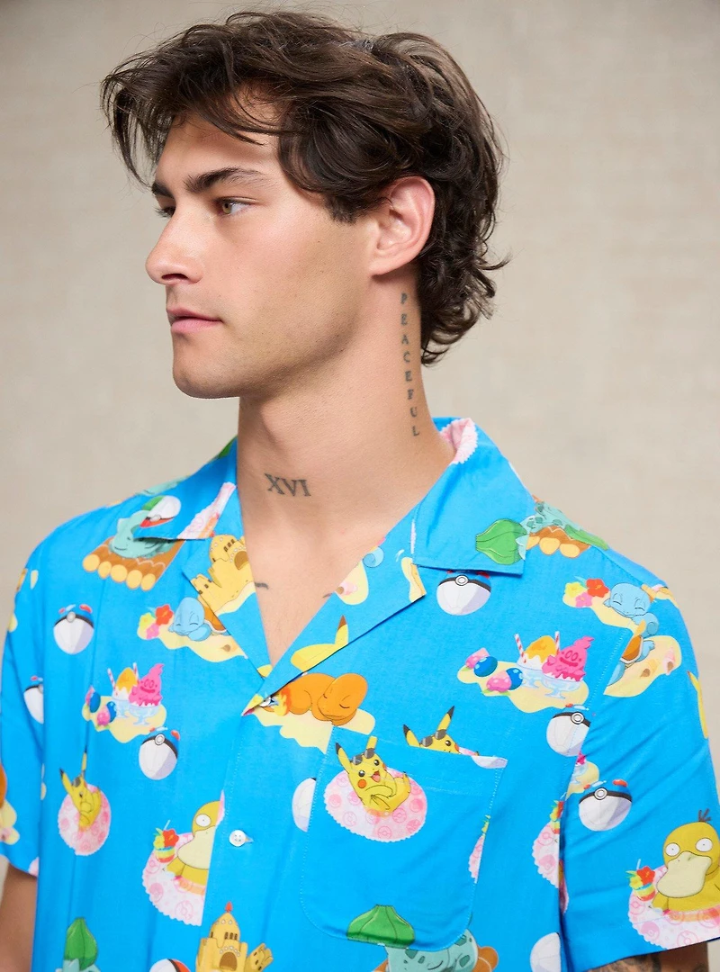 Pokémon Beach Day Allover Print Woven Button-Up — BoxLunch Exclusive