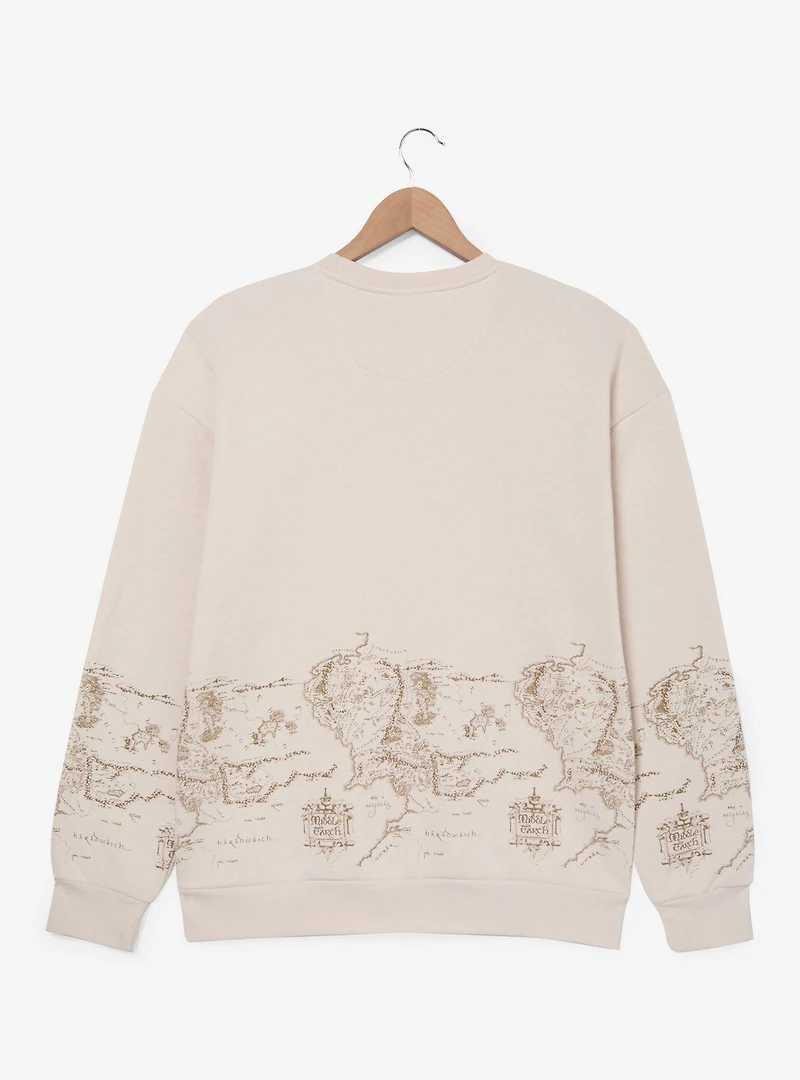 The Lord of Rings Middle-earth Map Embroidered Crewneck - BoxLunch Exclusive