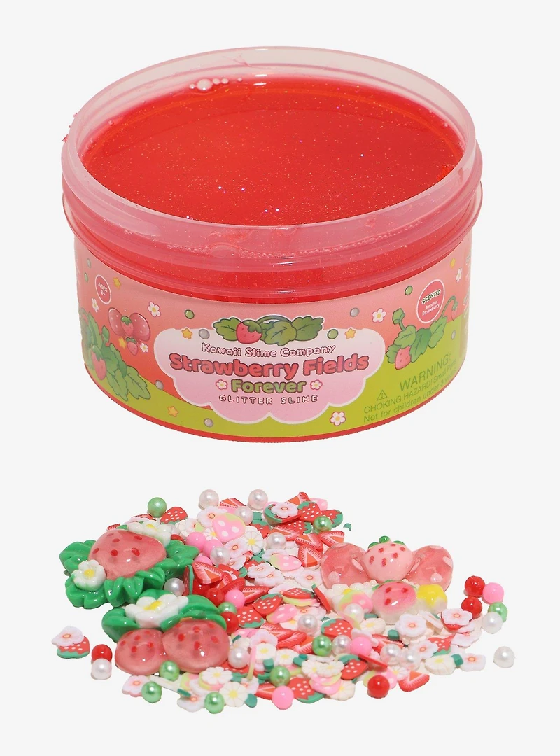 Kawaii Slime Company Strawberry Fields Forever Glitter Strawberry Scented Slime