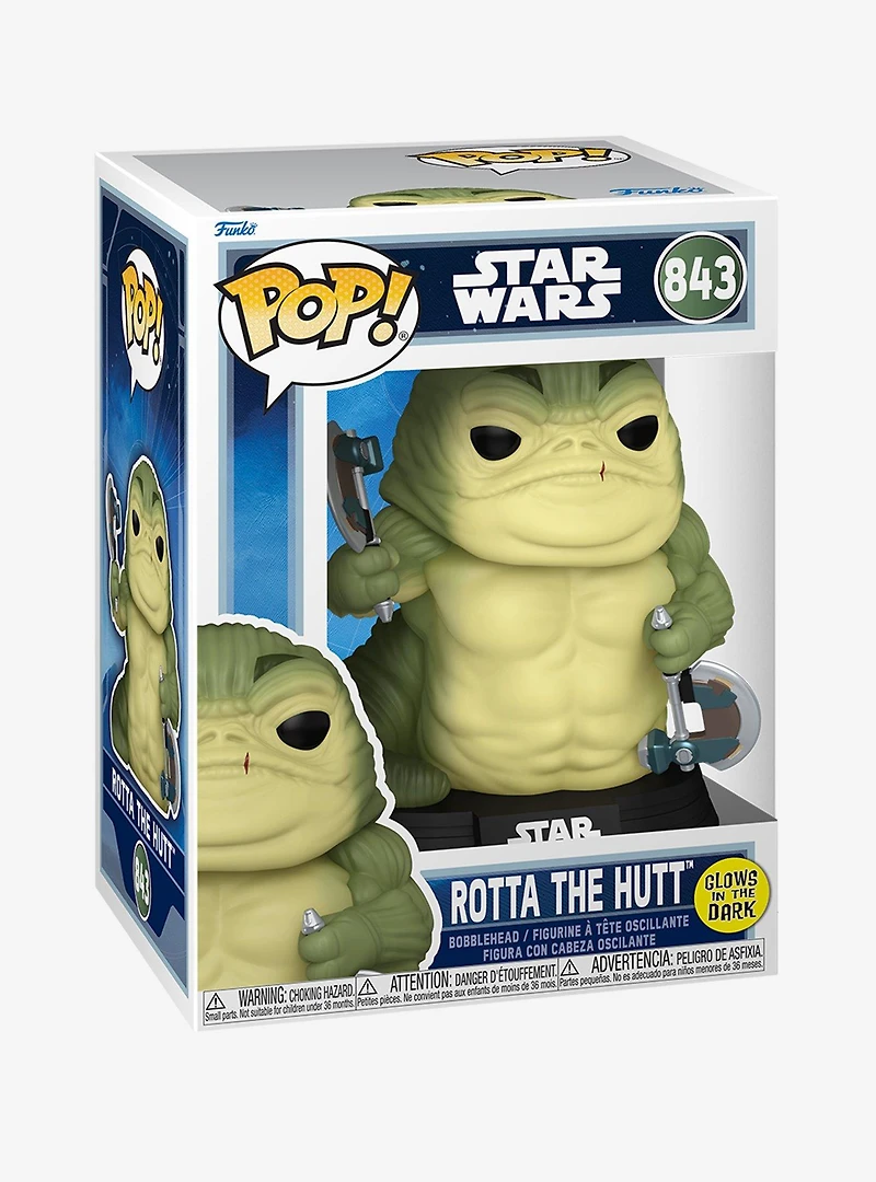 Funko Pop! Star Wars The Mandalorian and Grogu Rotta the Hutt Glow-in-the-Dark Vinyl Bobblehead