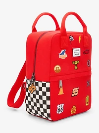 Loungefly Disney Pixar Cars Lightning McQueen Embroidered Patches Canvas Mini Backpack - BoxLunch Exclusive