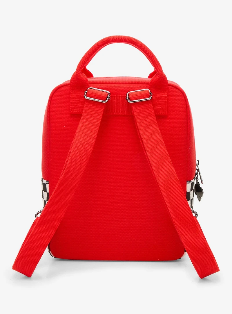 Loungefly Disney Pixar Cars Lightning McQueen Embroidered Patches Canvas Mini Backpack - BoxLunch Exclusive