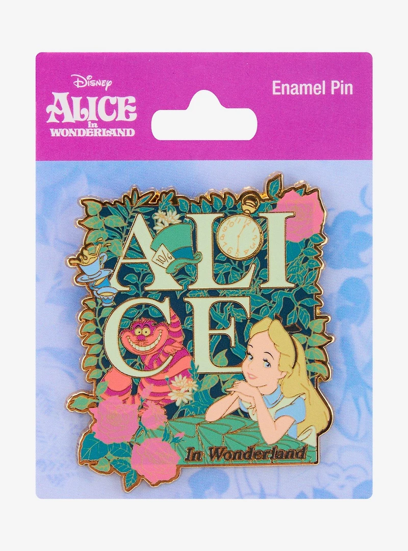 Disney Alice in Wonderland Floral Scene Enamel Pin - BoxLunch Exclusive
