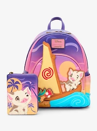 Loungefly Disney Moana Pua & Hei Hei Sunset Small Zip Wallet - BoxLunch Exclusive
