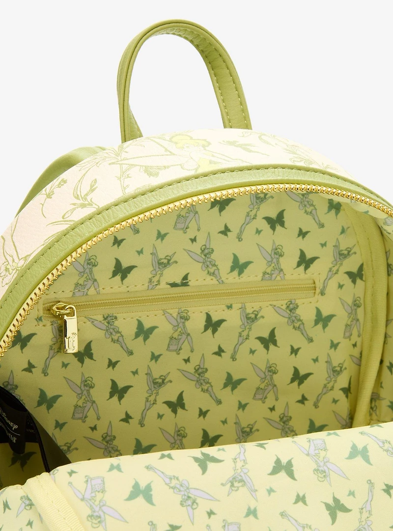 Loungefly Disney Peter Pan Tinker Bell Floral Allover Print Mini Backpack - BoxLunch Exclusive