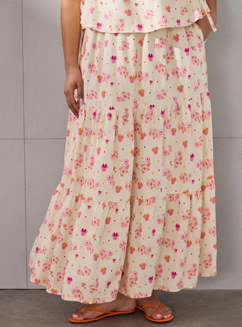 Disney Minnie Mouse Floral Tiered Plus Skirt — BoxLunch Exclusive