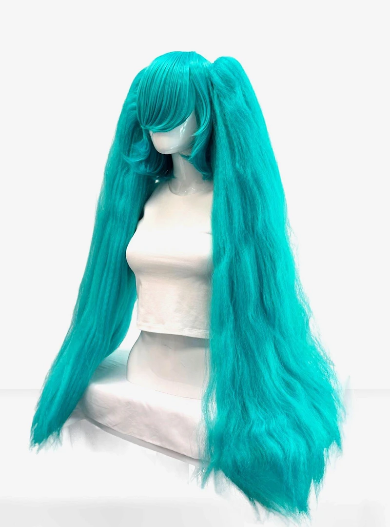 Crimped Eos Vocaloid Green Long Pigtail Wig Set