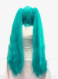 Crimped Eos Vocaloid Green Long Pigtail Wig Set