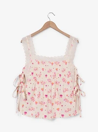 Disney Minnie Mouse Floral Allover Print Women's Plus Linen Tank Top - BoxLunch Exclusive