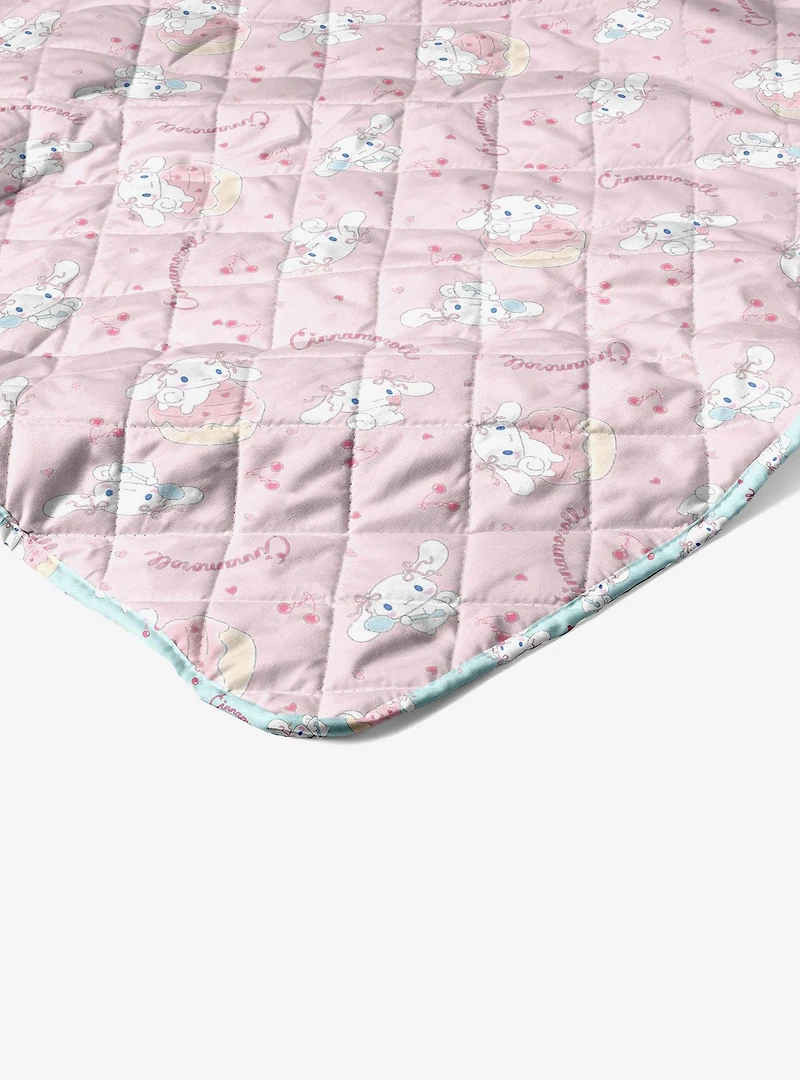 Cinnamoroll Cherry Cupcake Quilted Throw Blanket