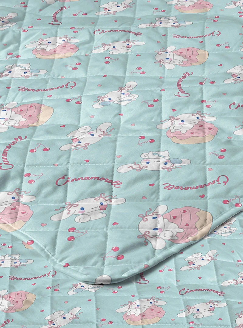 Cinnamoroll Cherry Cupcake Quilted Throw Blanket