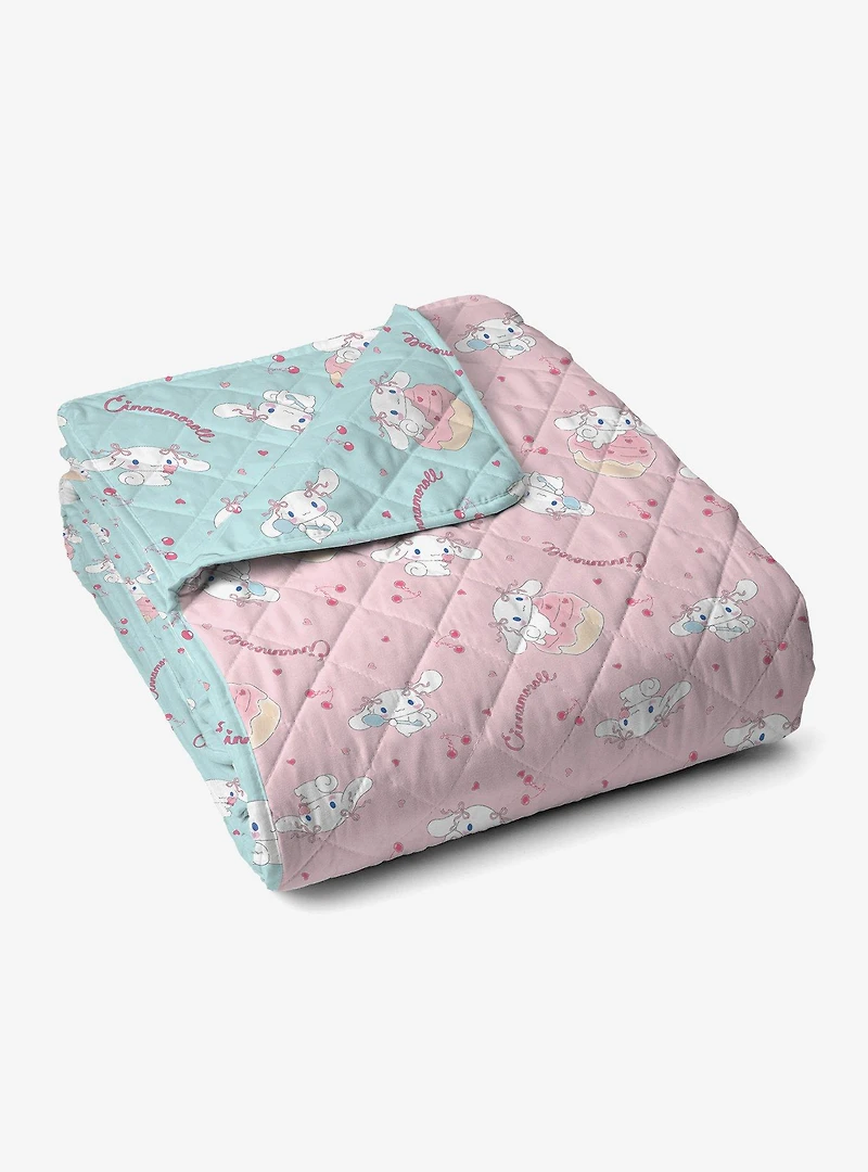 Cinnamoroll Cherry Cupcake Quilted Throw Blanket