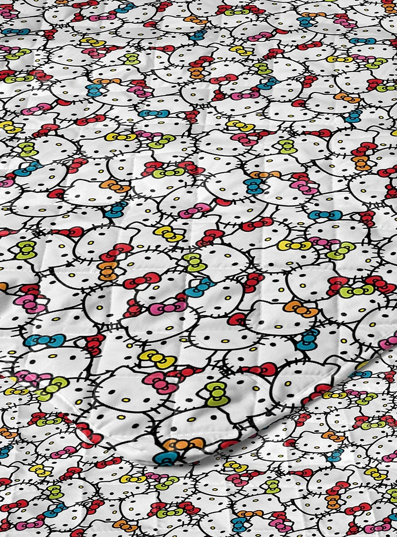 Hello Kitty Rainbow Bows Quilted Throw Blanket