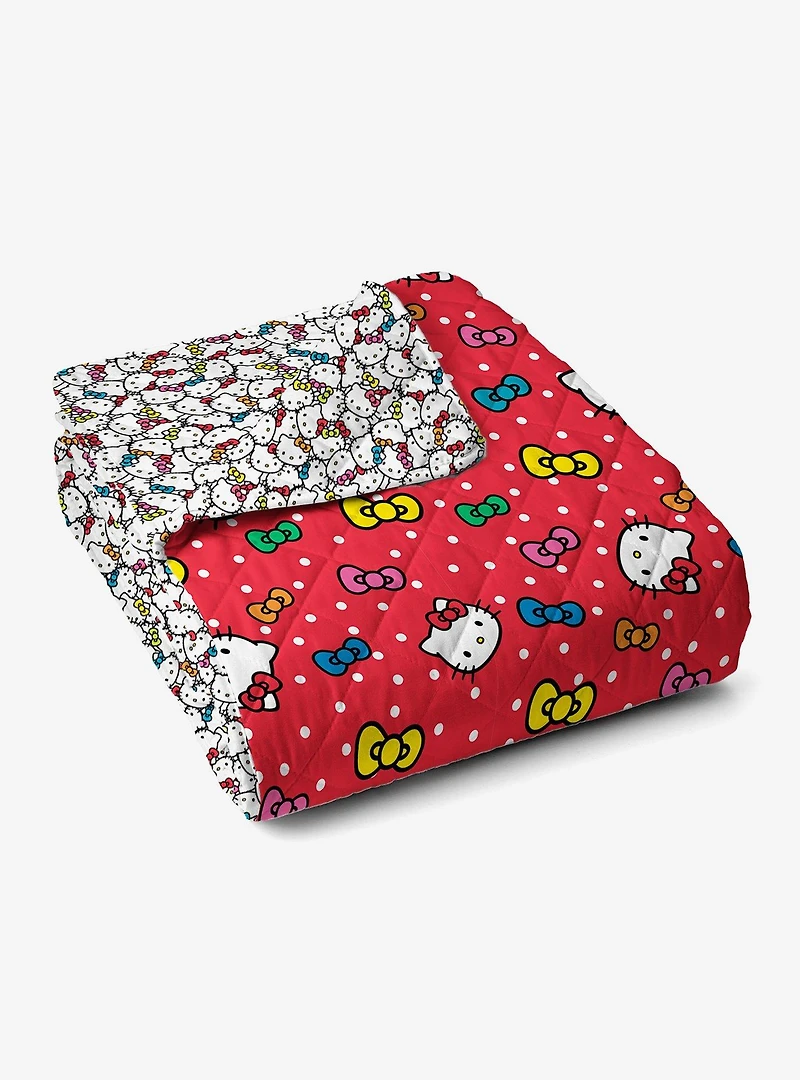 Hello Kitty Rainbow Bows Quilted Throw Blanket