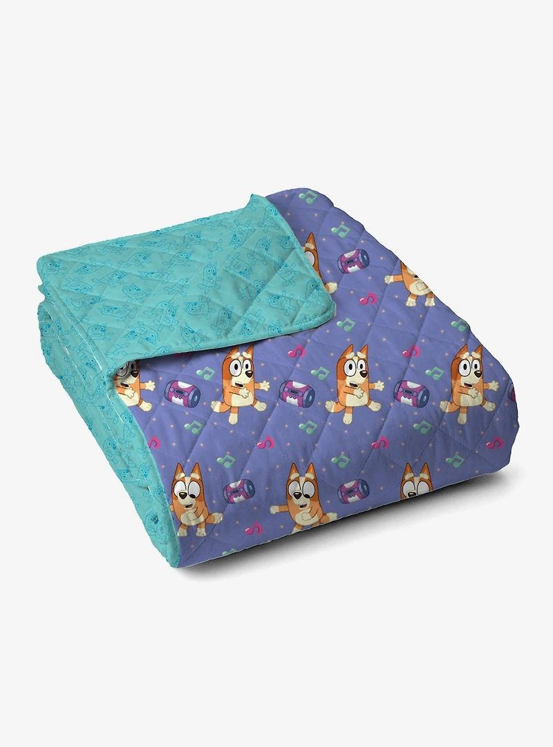 Bluey Bingo Dance Party Quilted Throw Blanket