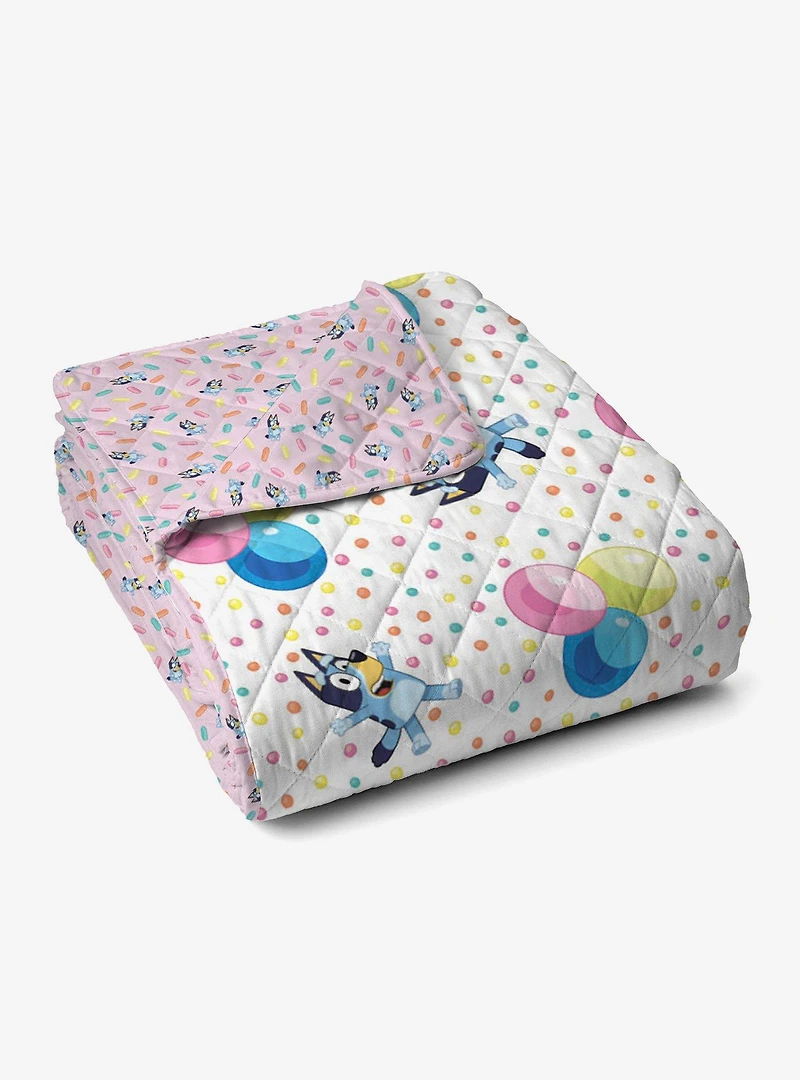 Bluey Balloon Celebration Quilted Throw Blanket