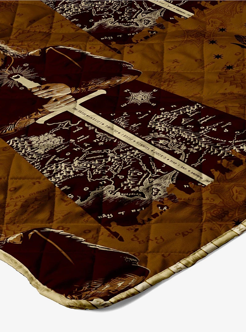 The Lord of the Rings Middle Earth Quest Quilted Throw Blanket