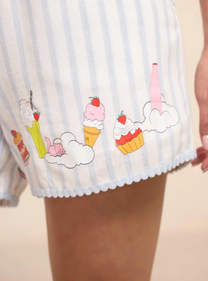 Strawberry Shortcake Desserts Striped Women's Linen Shorts - BoxLunch Exclusive