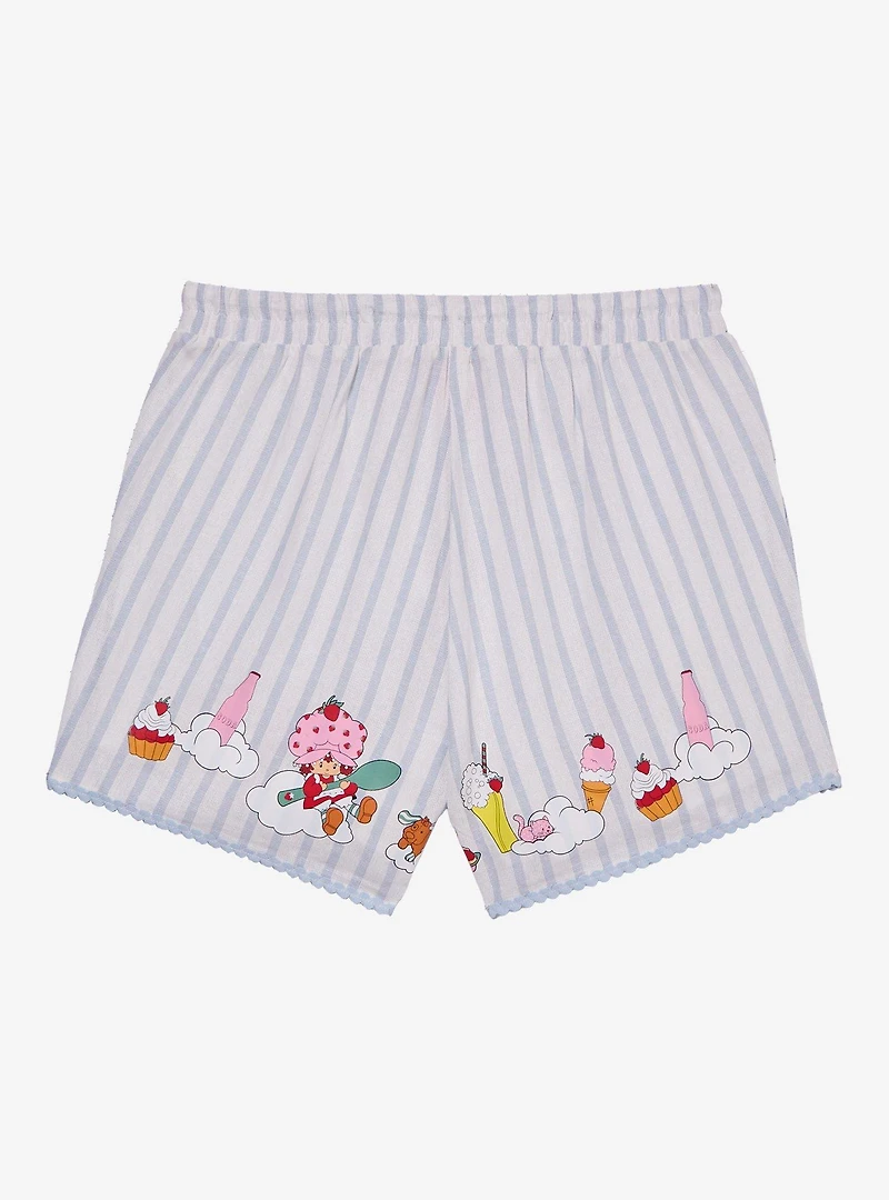 Strawberry Shortcake Desserts Striped Women's Plus Linen Shorts - BoxLunch Exclusive