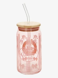 Studio Ghibli® Kiki's Delivery Service Kiki & Jiji Wreath Floral Glass Cup with Straw - BoxLunch Exclusive