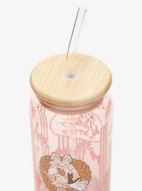 Studio Ghibli® Kiki's Delivery Service Kiki & Jiji Wreath Floral Glass Cup with Straw - BoxLunch Exclusive