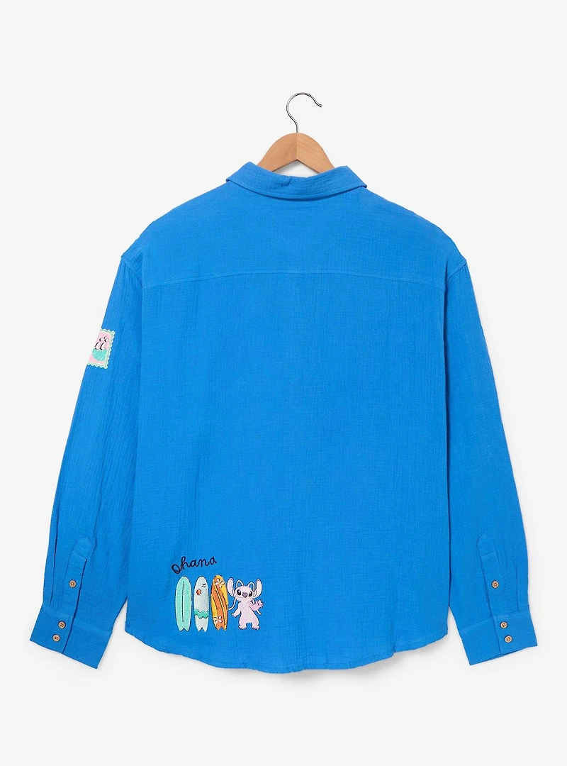 Disney Lilo & Stitch Travel Women's Plus Long Sleeve Button-Up — BoxLunch Exclusive